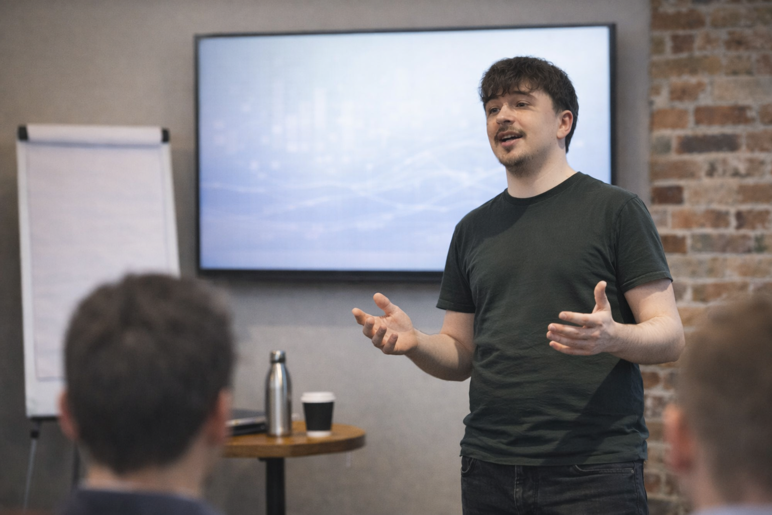 Bradley Jay Davies presenting to a room